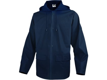 Nepromokavá bunda do deště potažená PU na zesílené tkanině pro větší odolnost a prodyšnost při zhoršených povětrnostních podmínkách (Barva Nám. modrá, Velikost 3XL)