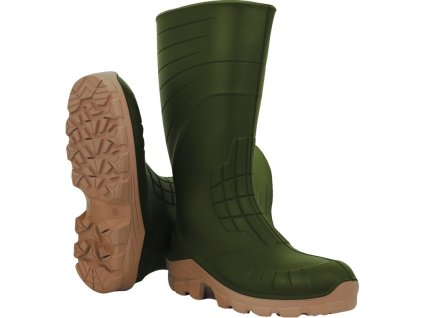 Pohodlné a lehké pracovní holínky se širokými výstupky pro všechny typy exteriérových prací (Barva Khaki-Béžová, Velikost 35)