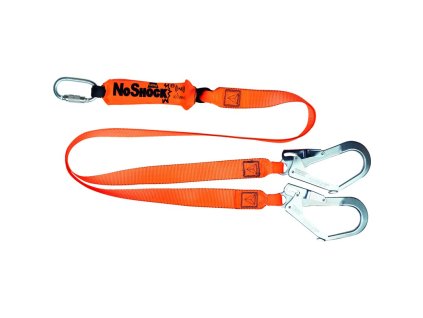 Dvojité lano s tlumičem energie s vysoce pevným popruhem a 2 široce otevíratelnými háčky pro krátké výstupy (Barva Oranžová, Velikost 2 m)