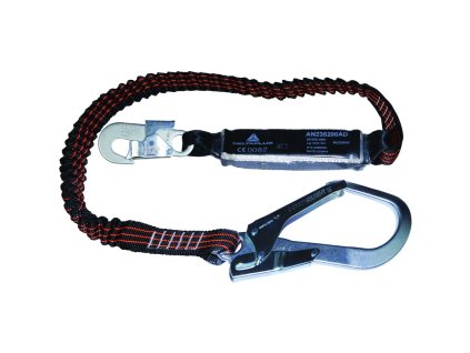 Lano s tlumičem energie s elastickým popruhem, lehké, poskytuje volnost pohybu (Barva Černá-Oranžová, Velikost 1,40 až 2 m)