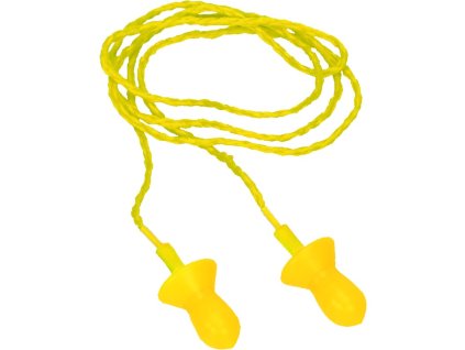 Silikonové zátky do uší, vícenásobně použitelné, s textilní šňůrkou. Lze použít se šňůrkou nebo bez ní. Balení: 10 párů (9 samostatně balených párů + 1 ​​pár v úložné krabičce) (Barva Žlutá, Velikost Univerzální)