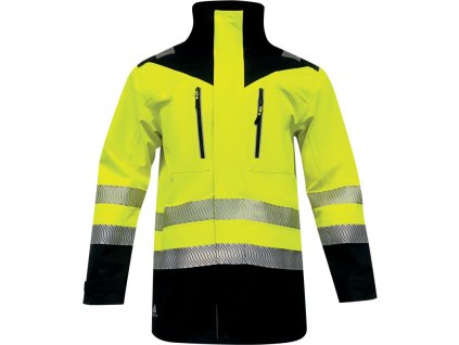 Parka třídy 2 HV, nepromokavá a větruodolná, prodyšná a antibakteriální grafenová membrána, segmentové pásky pro lepší viditelnost. (Barva Fluo žlutá-Černá, Velikost 3XL)