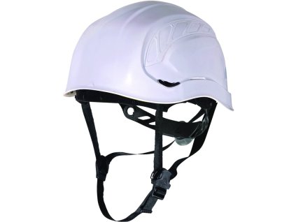 Ochranná přilba pro práce ve výškách s elektrickou izolací, z ABS, se 3bodovým podbradním páskem (Barva Bílá, Velikost Nastavitelná)