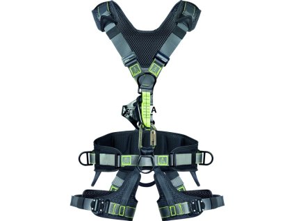 Technický postroj v novém provedení navržený pro lepší ergonomii pracovníků na laně vybavený předním navijákem (Barva Šedá-Žlutá, Velikost M/L)