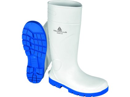 Hladká bezpečnostní bota se snadným a rychlým čištěním, poskytuje ochranu před chladem, ideální pro potravinářský průmysl (Barva Bílá-Modrá, Velikost 35)