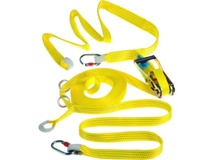 Dočasný tkaný záchranný lanový systém pro dvě osoby, velmi snadná instalace díky napínáku. Délka: 2 - 20 metrů (Barva Žlutá, Velikost 20 M)