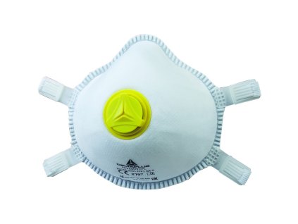 Jednorázová dýchací maska P2, s ventilem a širokými nastavitelnými pásky pro lepší podporu (Barva Bílá, Velikost -)