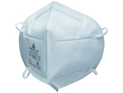 Jednorázová dýchací maska P2 bez ventilu, vertikální vrstvy, s pohodlným vnitřním pěnovým polstrováním a gumičkami za ušima (Barva Bílá, Velikost Univerzální)