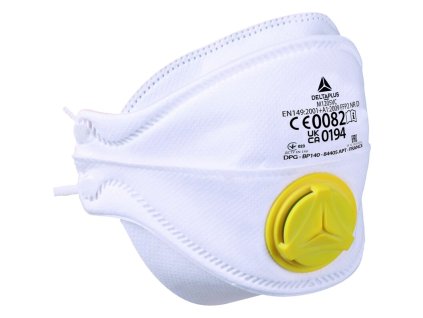 Krabice 10 FFP2 respirátorů (s ventilem) z netkaného syntetického vlákna. Maska se 4 skládacími chlopněmi, která se přizpůsobí všem typům obličeje. Nastavitelná nosní spona s pěnovou výstelkou okraje (Barva Bílá, Velikost Nastavitelná)