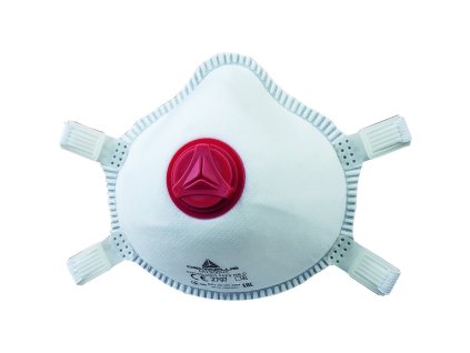 Jednorázová dýchací maska P3, s ventilem a širokými nastavitelnými pásky pro lepší podporu (Barva Bílá, Velikost -)