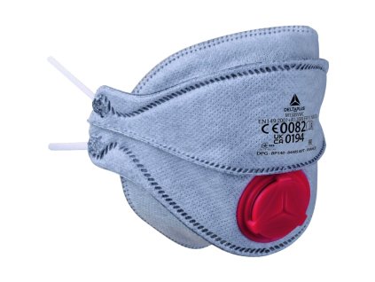 Krabice 10 FFP3 respirátorů (s ventilem) s aktivním uhlím pro ochranu před škodlivými pachy (například kouř ze svařování). Maska se 4 skládacími chlopněmi, která se přizpůsobí všem typům obličeje. (Barva Šedá, Velikost Nastavitelná)