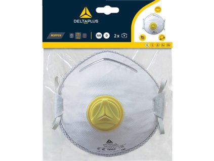 Jednorázová dýchací maska P2 s ventilem, balení po 2 kusech (Barva Bílá, Velikost -)
