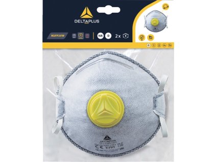 Jednorázová dýchací maska P2 blokující pachy, s ventilem, balení po 2 kusech (Barva Bílá, Velikost -)