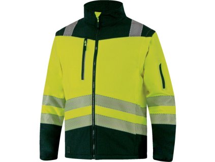 Softshell třídy 2 HV, odnímatelné rukávy, segmentové pásky pro dobrou viditelnost v nebezpečném prostředí nebo při slabém osvětlení. (Barva Fluo žlutá-Černá, Velikost 3XL)