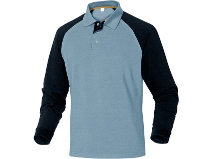 Bavlněné polo tričko s dlouhým rukávem, 100% bavlna pro větší pohodlí (Barva Šedá-Černá, Velikost 3XL)