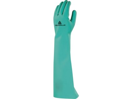 Rukavice s chemickou ochranou chránící předloktí, spojující pohodlí a dlouhou životnost, ideální pro potravinářský průmysl (Barva Zelená, Velikost 8/9)