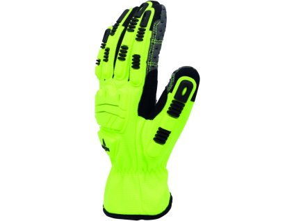 Rukavice odolné vůči nárazu s vynikajícím úchopem v prostředích s výskytem olejů díky PVC terčíkům, ideální pro víceúčelové práce (Barva Žlutá, Velikost 7)