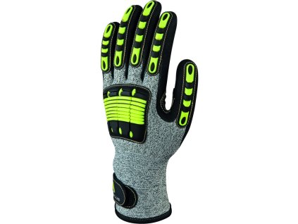 Protiporézní rukavice úrovně D odolné vůči nárazu, ideální pro víceúčelové práce v prostředí s výskytem olejů a vody (Barva Žlutá-Šedá-Černá, Velikost 8)