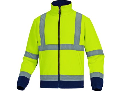Flísová bunda kombinující lehkost a střední hřejivost, pro viditelnost uživatele ve dne i v noci (Barva ​Fluo žlutá-Nám. modrá, Velikost 3XL)