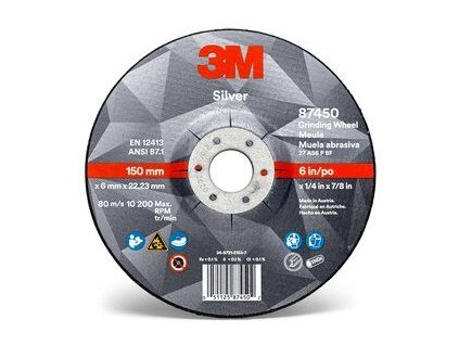 3m silver depressed center grinding wheel 6 in front view