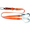 Dvojité lano s tlumičem energie s vysoce pevným popruhem a 2 široce otevíratelnými háčky pro krátké výstupy (Barva Oranžová, Velikost 2 m)