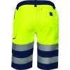 Reflexní multikapesní pracovní bermudy třídy 2, které jsou dobře viditelné v podmínkách s nízkou úrovní světla a v nebezpečném prostředí (Barva ​Fluo žlutá-Nám. modrá, Velikost 3XL)