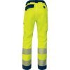 Reflexní strečové multikapesní pracovní kalhoty třídy 2, segmentované pásy pro dobrou viditelnost v nebezpečném prostředí nebo v prostředí s nízkou úrovní světla (Barva ​Fluo žlutá-Nám. modrá, Velikost 3XL)