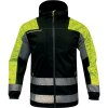 Větruodolná bunda do deště, fleecová podšívka pro střední hřejivost, reflexní a fluorescenční vložky pro lepší viditelnost (Barva Černá-Žlutá, Velikost 3XL)