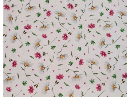 loneta rozházené květy