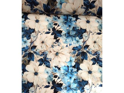 teplákovina květy modré