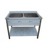 dvoudrez nerezovy lisovany s polici 1000 x 600 x 900 mm rozmer drezu 2 x 400 x 500 x 250 mm zdarma sifon dvoudrezovy