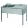 nerez myci stul s odkapovou plochou 1200 x 600 x 900mm levy drez 500 x 500 x 300 mm