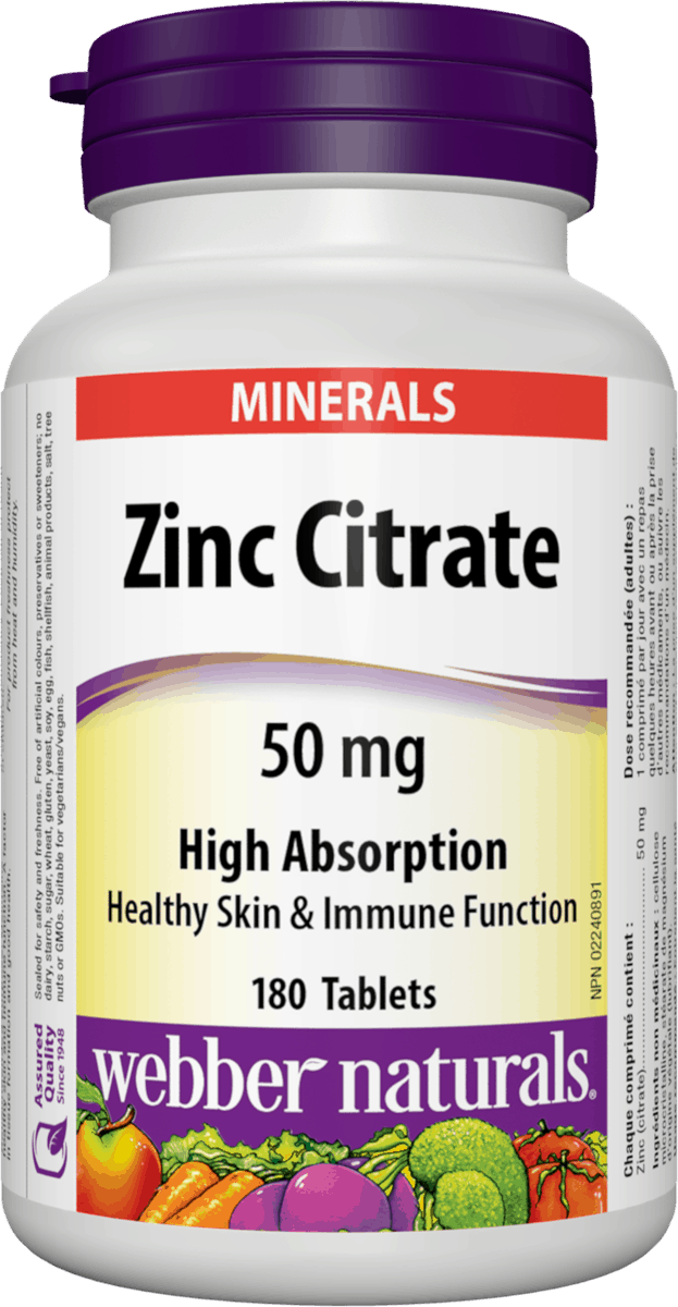 Webber Naturals Zinc Citrate 50 mg 180 tbl