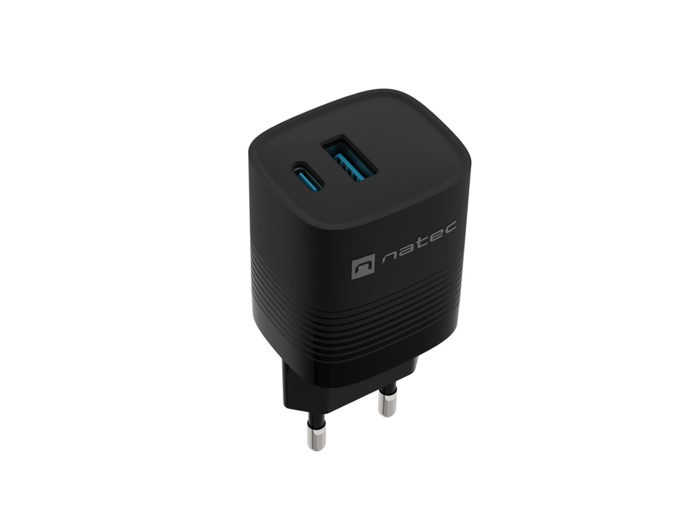 Univerzální USB nabíječka Natec RIBERA GaN 30 W, 1X USB-A, 1X USB-C, černá