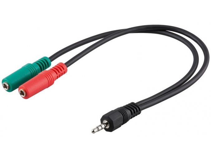 PREMIUMCORD Adaptér Jack 3,5mm 4pin - 2x stereo Jack 3,5mm, redukce (M/2xF, 4 pólový)