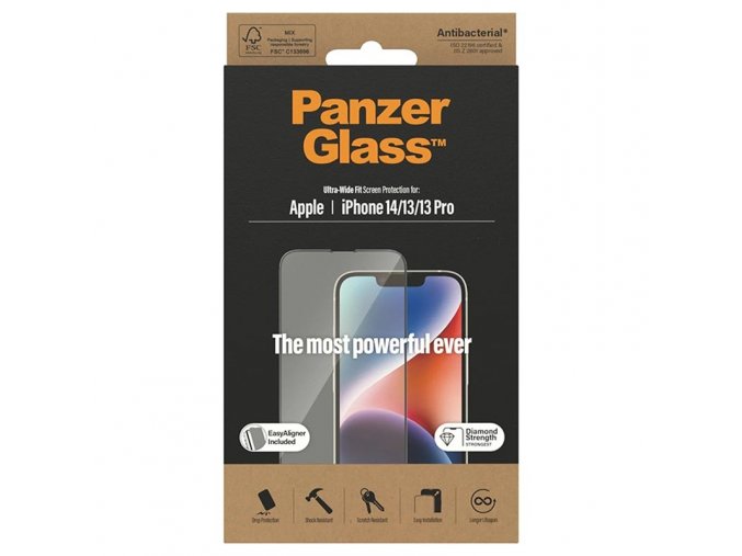 PanzerGlass Ultra Wide Fit with EasyAligner Tempered Glass Screen Protector iPhone 13 13 Pro 14 Black Edge 5711724027833 05062023 01 p