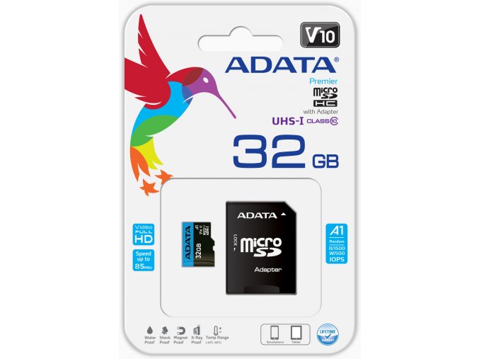 ADATA SDHC Premier Micro Karta 32GB UHS I A1 + SD adaptér 2