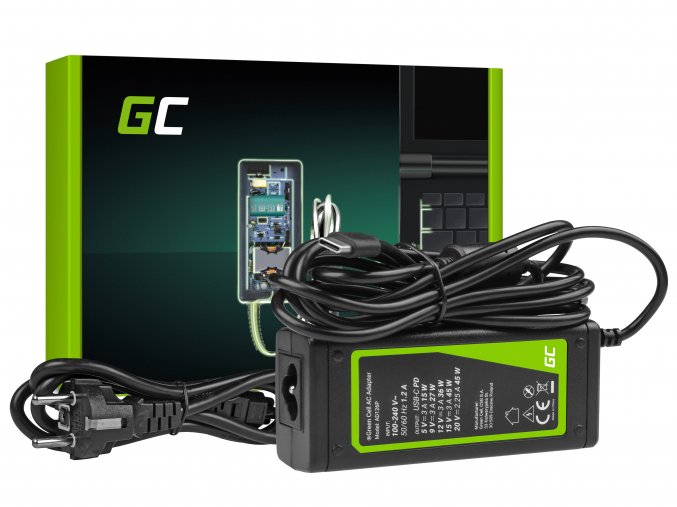 Green Cell AD126P Nabíječka adaptér USB C 45W pro Notebooky, tablety, mobily 1