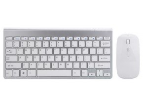 Bezdrátový set klávesnice a myši stříbrno bílá 1