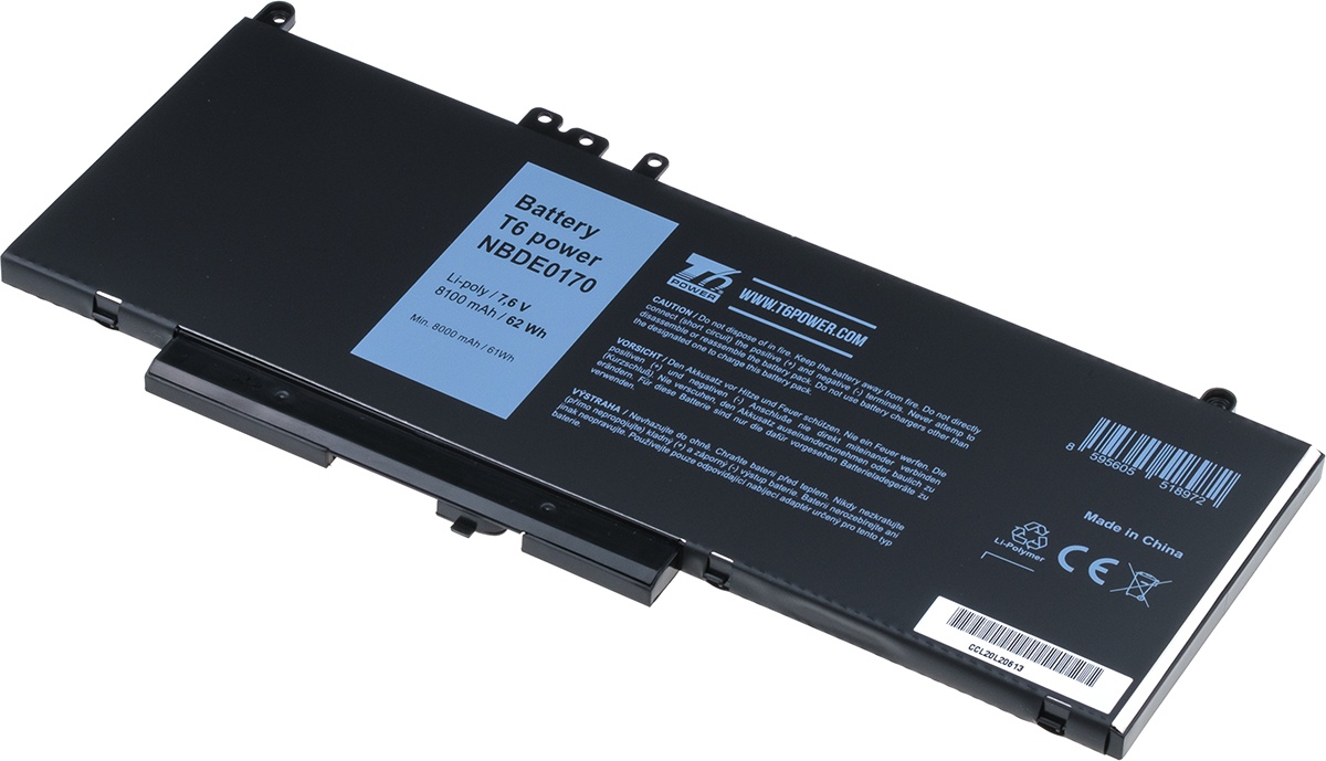 Baterie T6 Power pro notebook Dell Latitude E5270 E5470 E5570 Precision 15 3510 / 7.6V 8100mAh