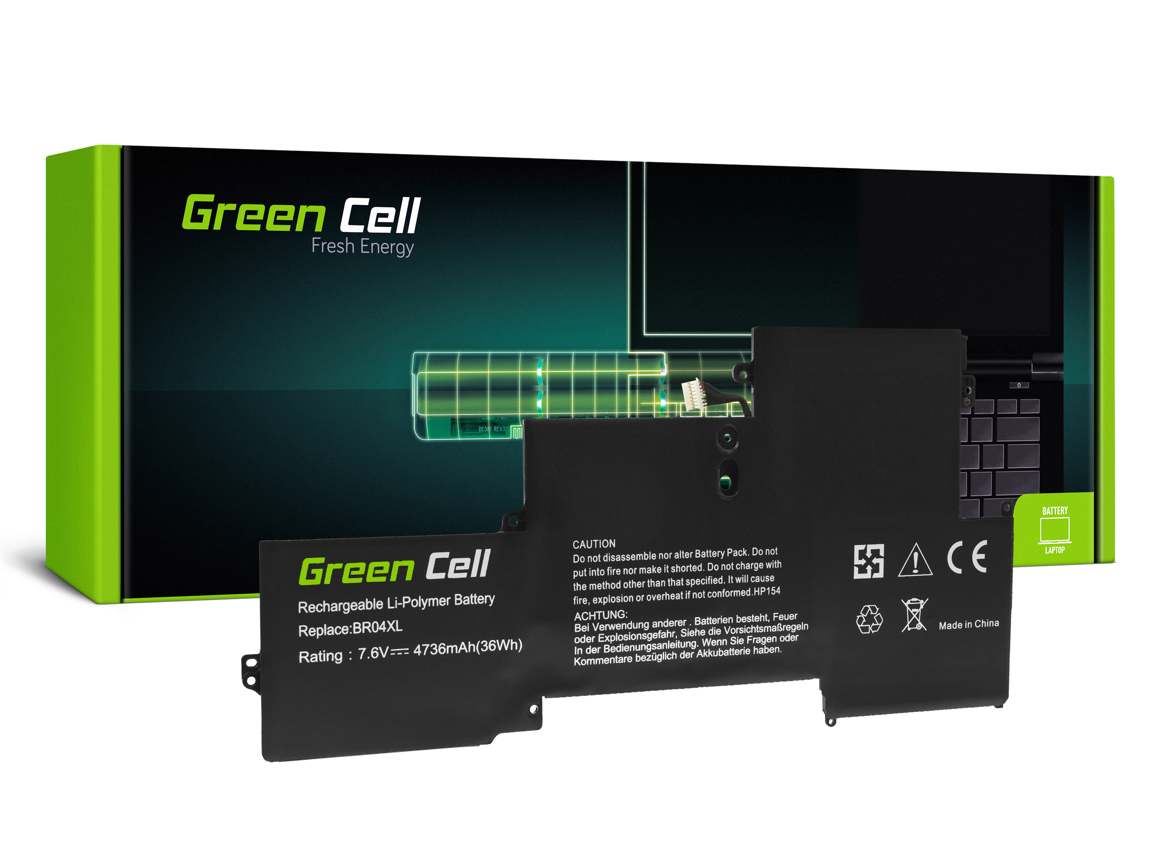 Green Cell Baterie HP BR04XL, HP EliteBook Folio 1020 G1 / 7,6 V 4700mAh (HP154)