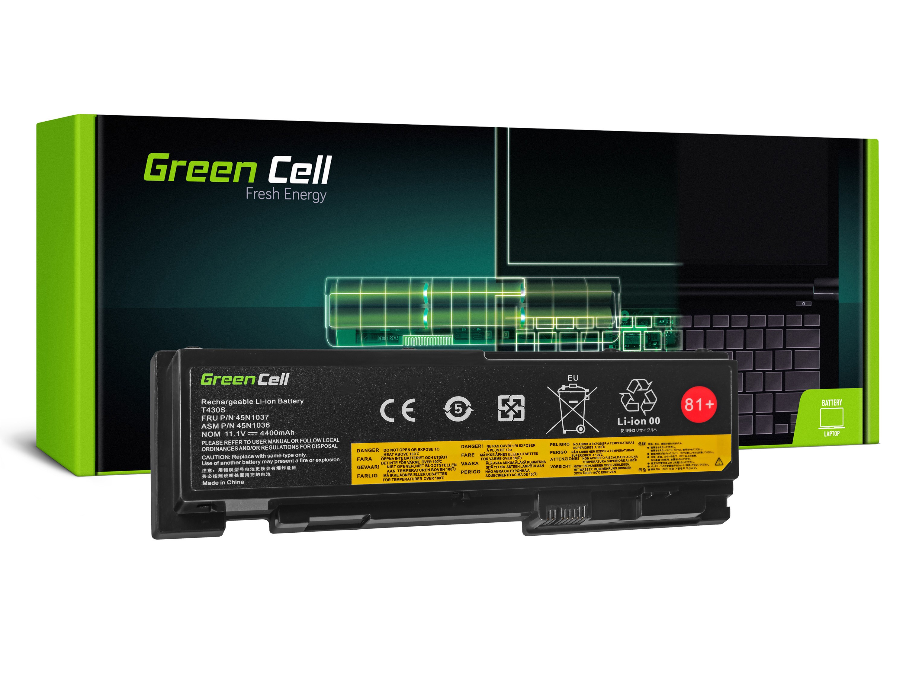 Green Cell Baterie Lenovo ThinkPad T430s T430si 11,1V / 3400mAh (LE83)