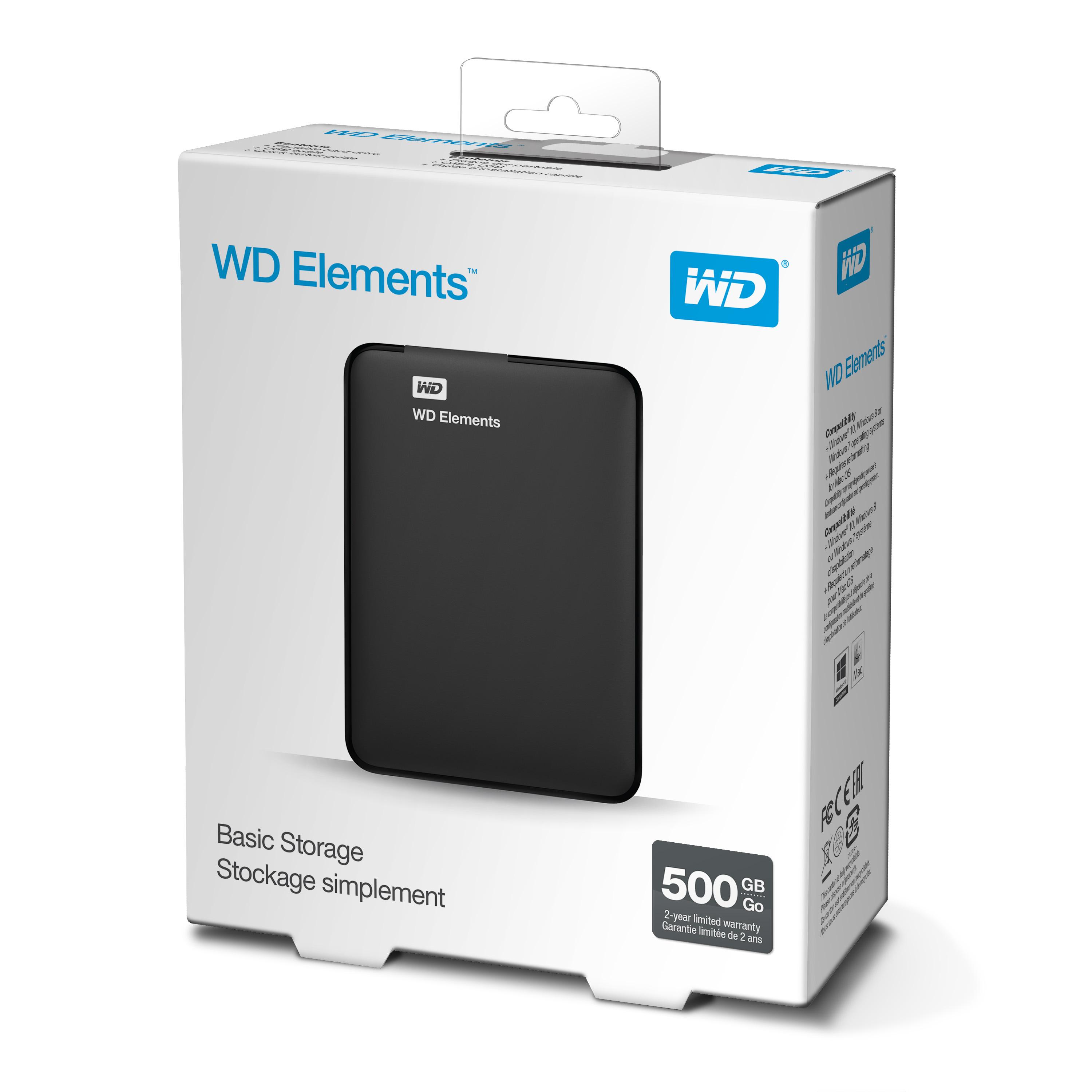 WD Elements Portable 500GB Ext. 2.5" USB3.0, Black