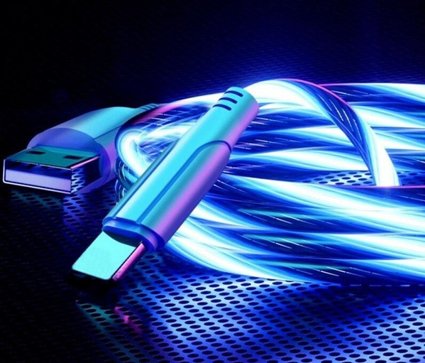 POČÍTÁRNA USB-lightning rychlo nabíječka s LED podsvícením - modrá