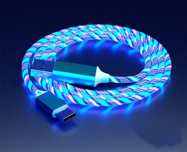POČÍTÁRNA USB-USC-C rychlo nabíječka s LED podsvícením - modrá