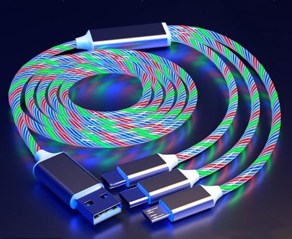 POČÍTÁRNA USB 3 v 1 rychlo nabíječka s LED podsvícením - Multicolor