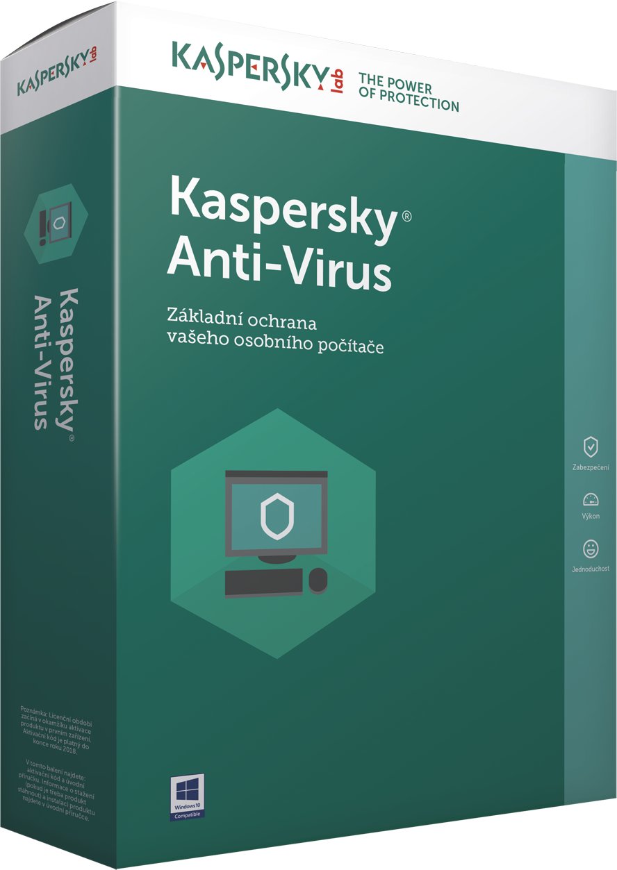 Kaspersky Anti-Virus 2017 CZ, 1 PC, 1 rok, nová licence - elektronická