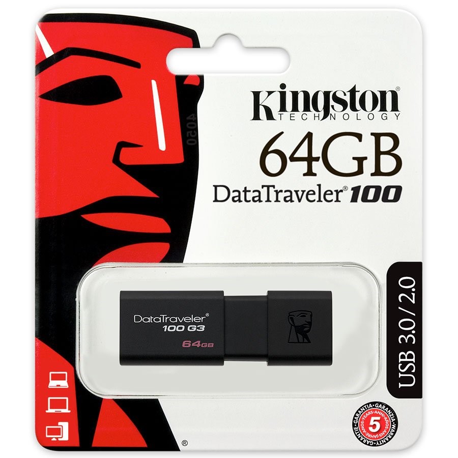 Kingston DataTraveler100 G3 USB Flash Disk 64GB, USB 3.0