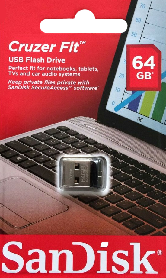SanDisk Cruzer Fit Flash Disk 64 GB, USB 2.0