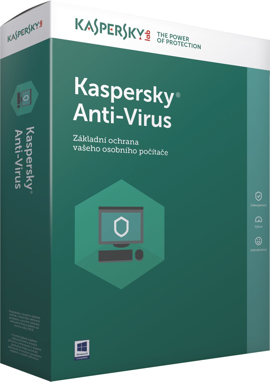 Kaspersky Anti-Virus 2017 CZ, 1 PC, 1 rok, nová licence + 3 měsíce ZDARMA